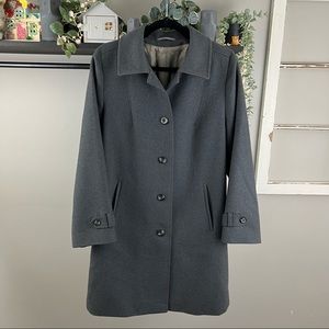 Mysterious vintage long grey wool coat
